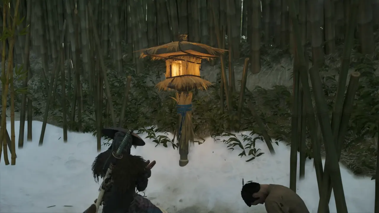 Atsu is clapping woodblocks to summon Kubo in Ghost of Yotei