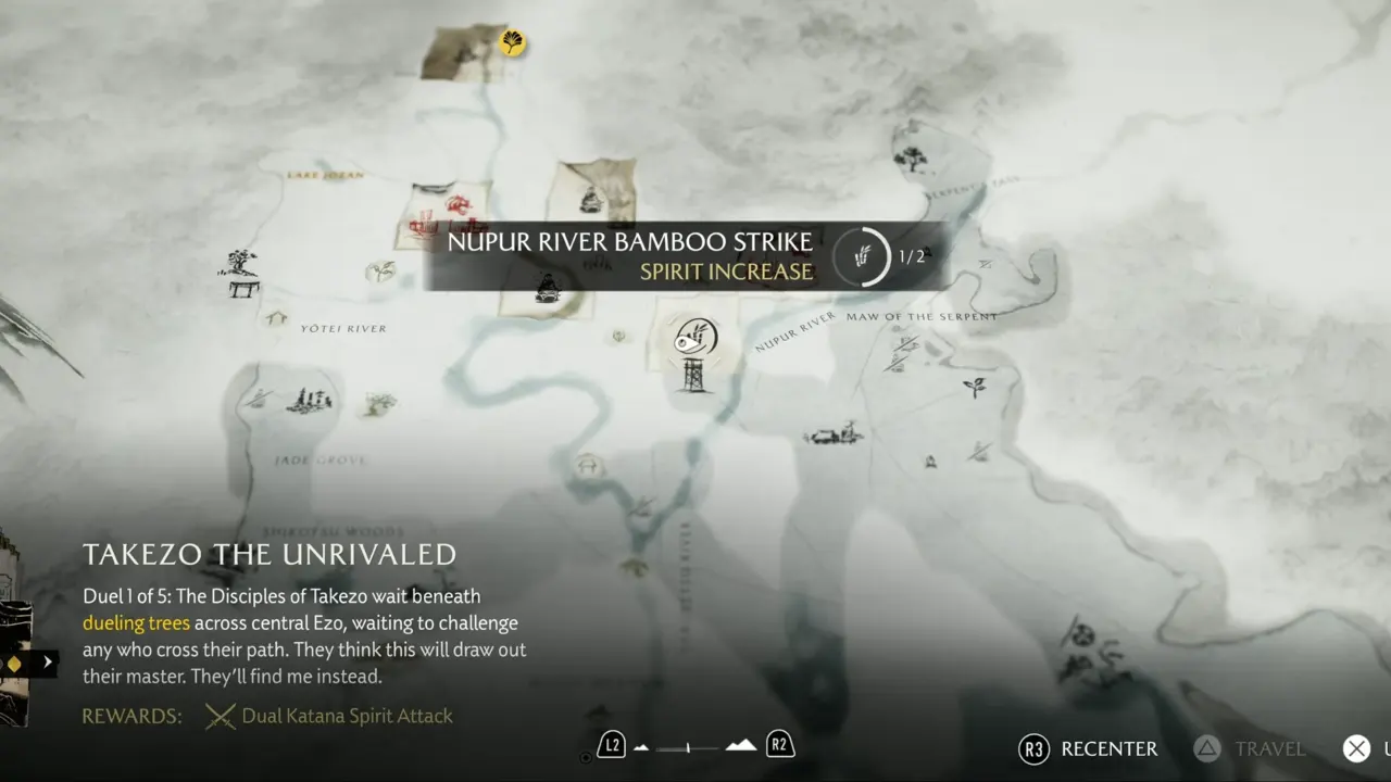 Ghost of Yotei Nupur River Bamboo Strike map location