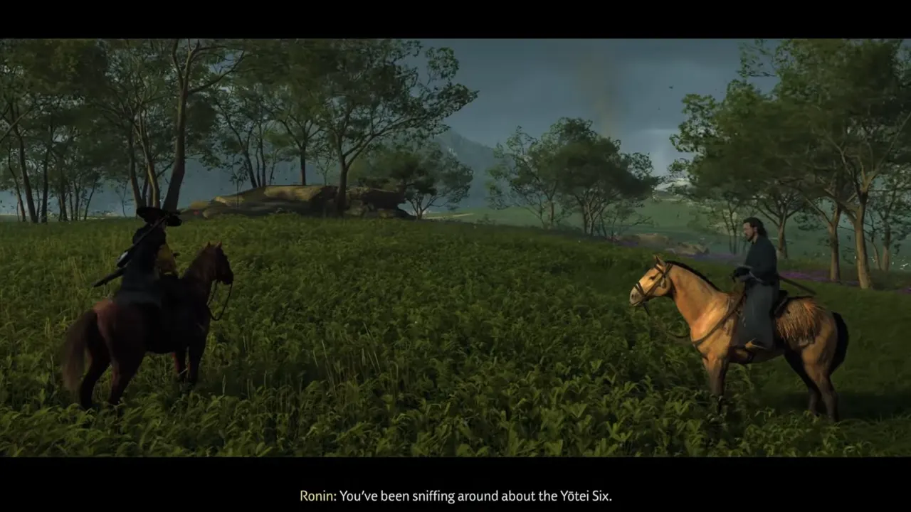 Exposition Ronin encounter custscene in The Yotei Six quest Ghost of Yotei