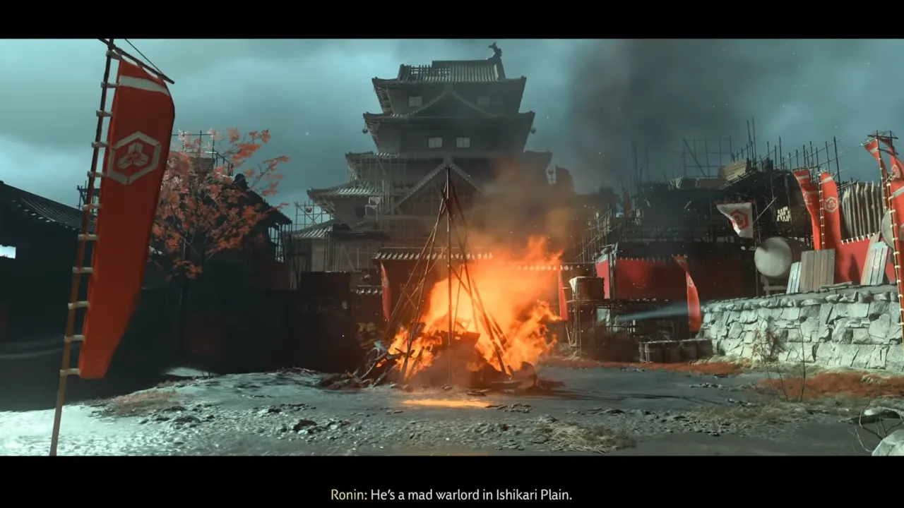 An animation scene when Ronin telling Atsu about The Oni - Ghost of Yotei The Yotei Six