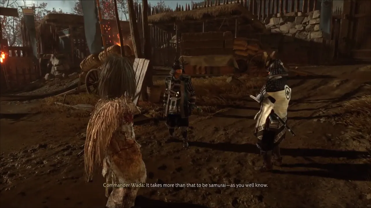 Atsu talking with Kitamori and Commander Wada - Ghost of Yotei
