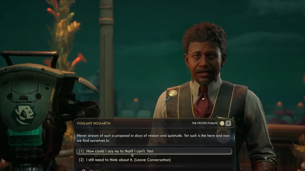 Talk with Vigilant Hogarth - The Brain Benders of Auntie's Choice The Outer Worlds 2