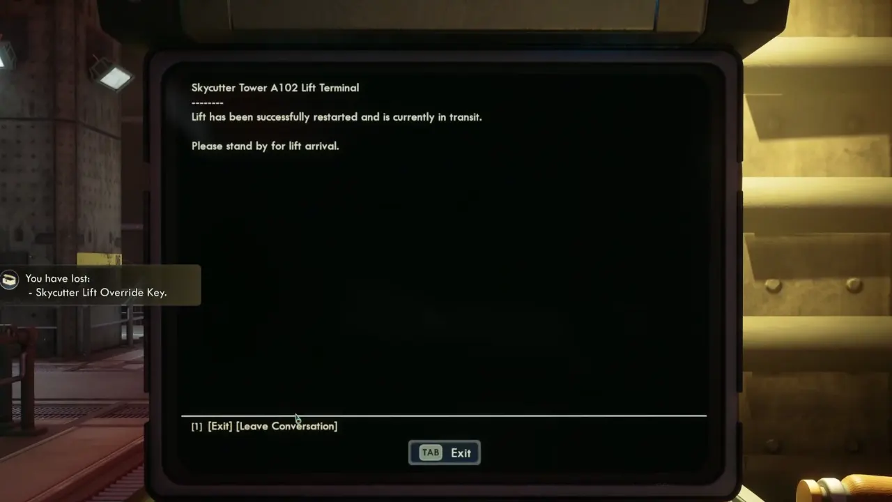 Terminal to restart lift - The Outer Worlds 2
