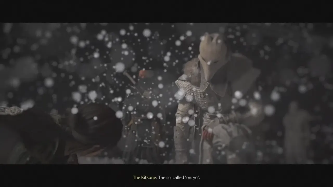 The Kitsune scene with Atsu on the ground affected by poison - Ghost of Yotei Teshio Ridge