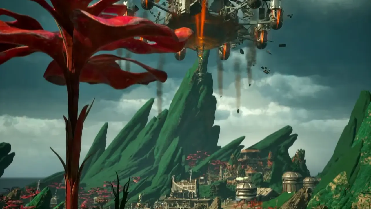 The Outer Worlds 2 Vox Relay dropping in Fairfield