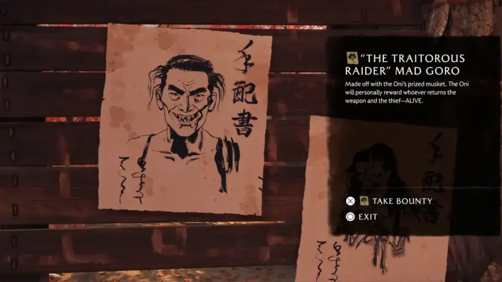 The Traitorous Raider Mad Goro Bounty Notice - Ghost of Yotei A Mad Pursuit