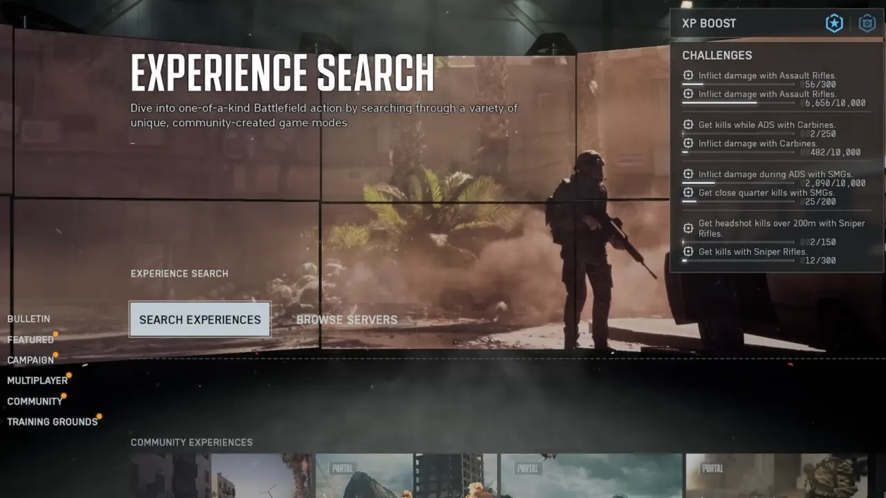 Battlefield Community tab to create custom sniper Portal server