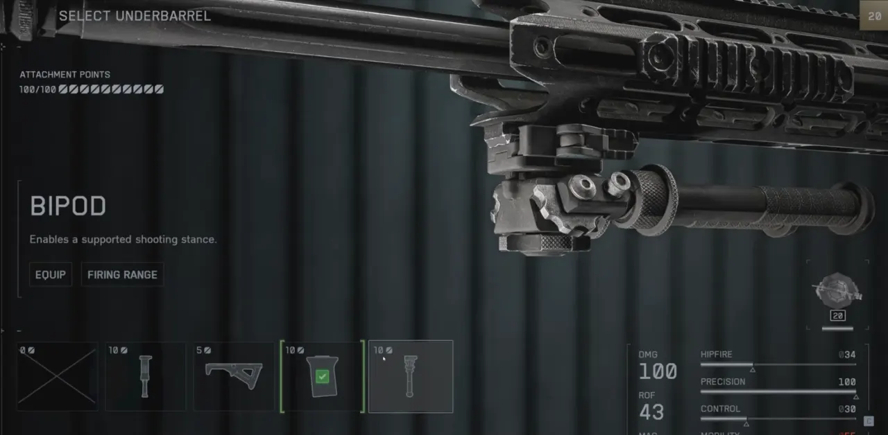 Battlefield 6 Bipod weapon attachment
