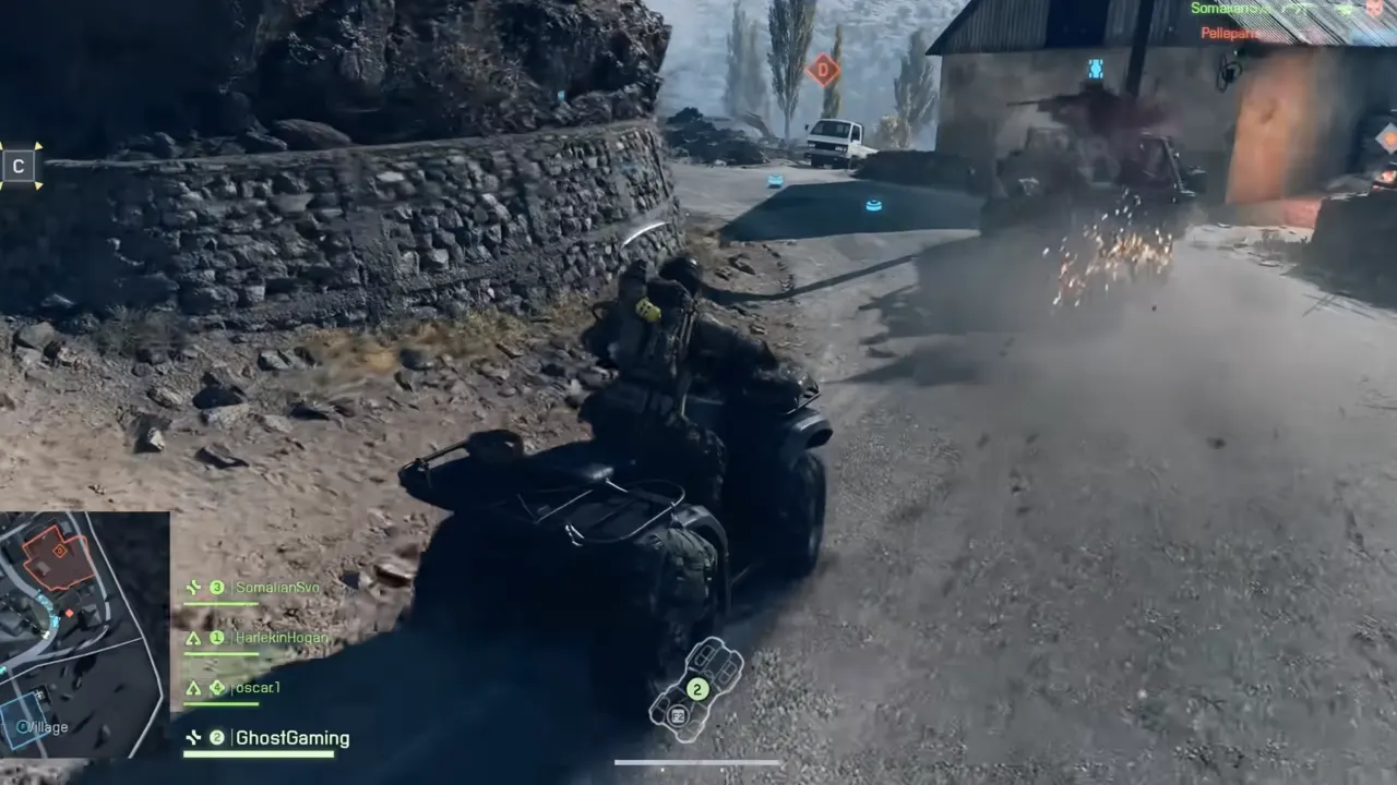 Battlefield 6 in-game screenshot with soldier riding buggy vehicle