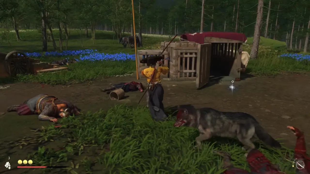 Wolf Den combat scene Ghost of Yotei