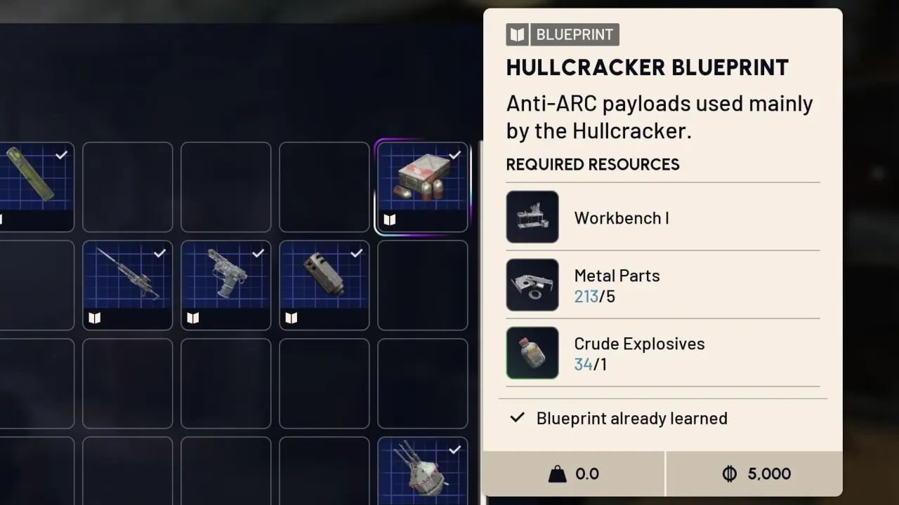ARC Raiders Hullcracker Blueprint
