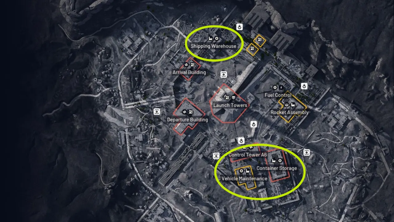 ARC Raiders Spaceport Rusted Tools locations marked on map