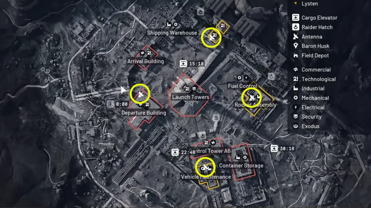 All four antenna locations marked on map - ARC Raiders