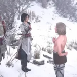 Ada and Gautwin giving 'Dedicate your heart' pose to Naoe and Yasuke in Assassin’s Creed Shadows Attack on Titan quest.