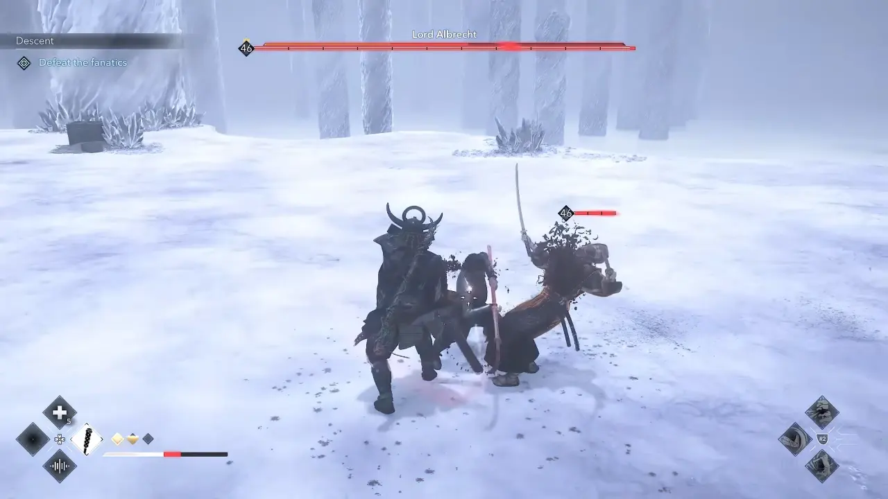 Lord Albrecht fight scene during Assassin's Creed Shadows x Attack on Titan quest