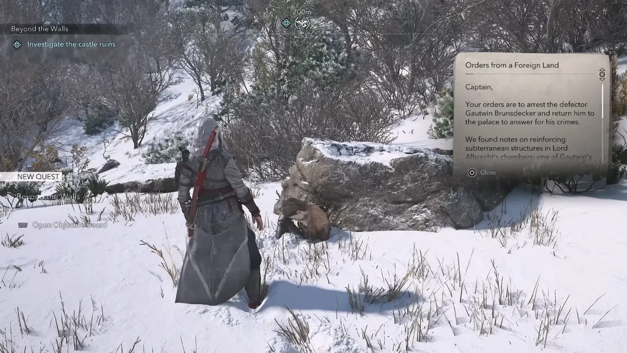 Naoe looting captain to start Attack of Titan story quest in AC Shadows