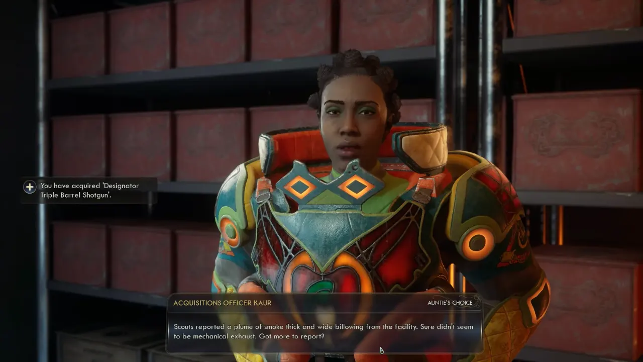 The Outer Worlds 2 image showing Kaur talking to commander