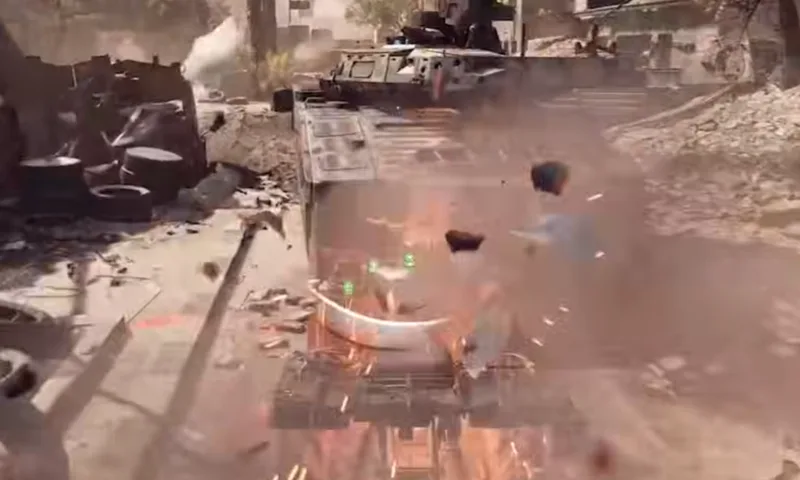 Battlefield 6 image of tank destroyed by Slam detonator