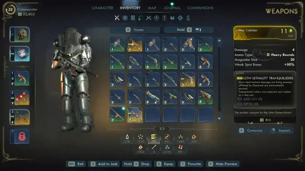 The Outer Worlds 2 Critter Catcher Stats & Effects Overview