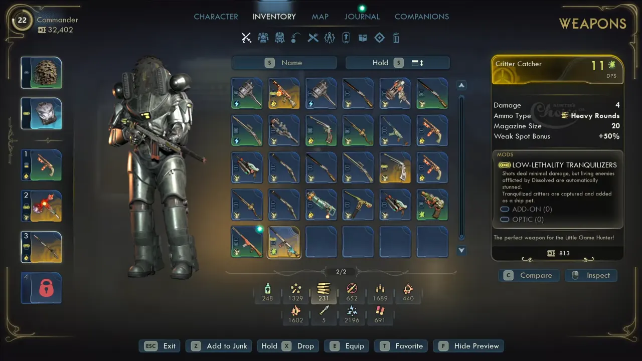 The Outer Worlds 2 Critter Catcher Stats & Effects Overview