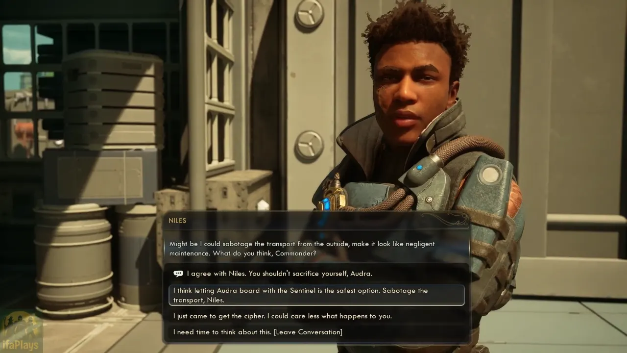 The Outer Worlds 2 choice to accept Audra's plan to sacrifice herself