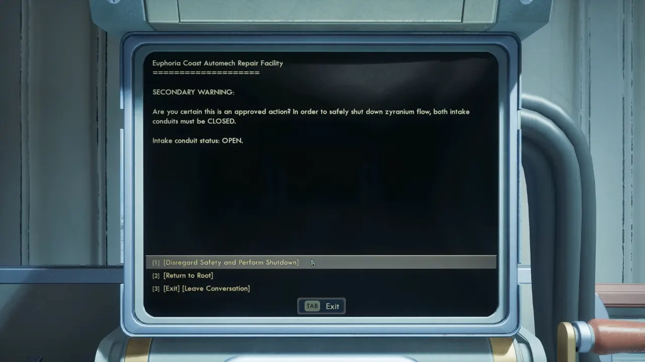 The Outer Worlds 2 Sabotage ARC terminal option