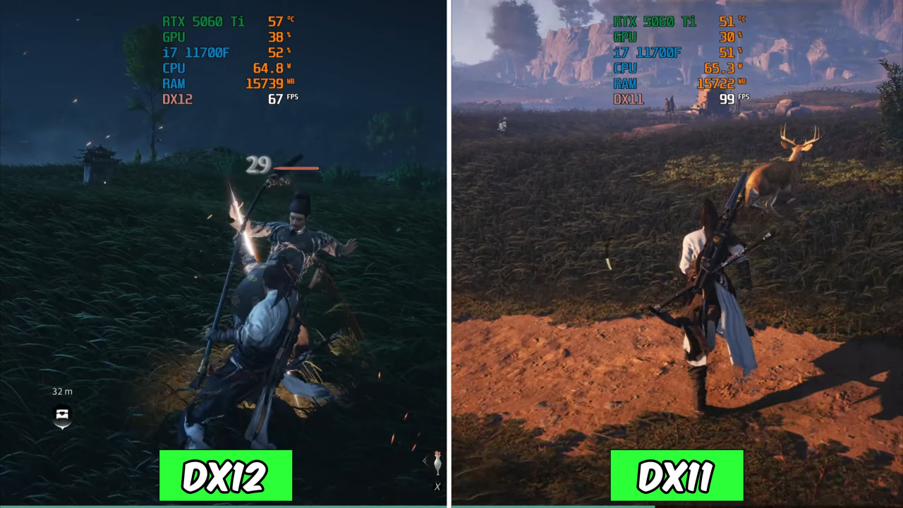 Where Winds Meet DX11 vs DX12 Comparison Gameplay Footage