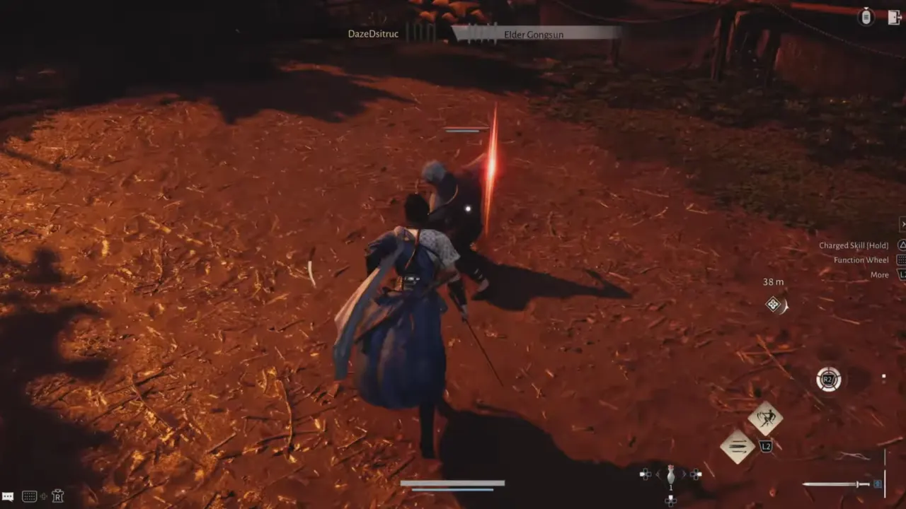 Where Winds Meet Elder Gongsun 5-hit combo attack with final red dash charge