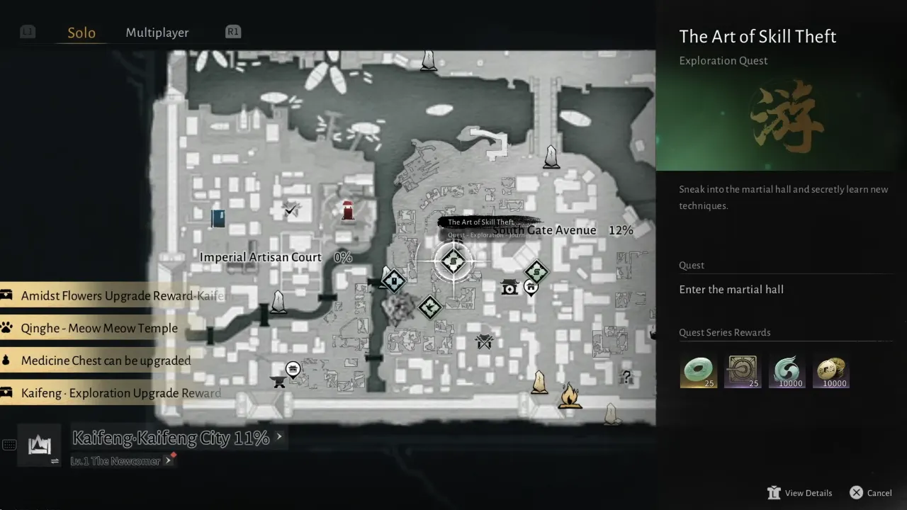 Where Winds Meet Nine Mortal Ways martial hall location