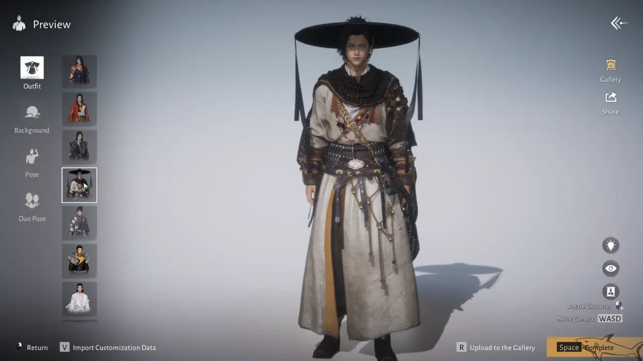 Where Winds Meet outfit customization in character creator