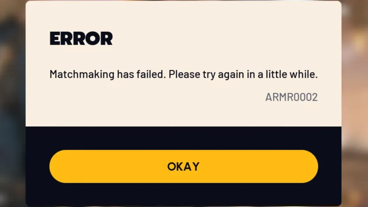 ARC Raiders ARMR0002 Matchmaking has failed error