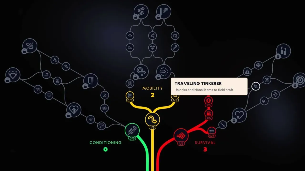 ARC Raiders Traveling Tinkerer in Survival Skill Tree.