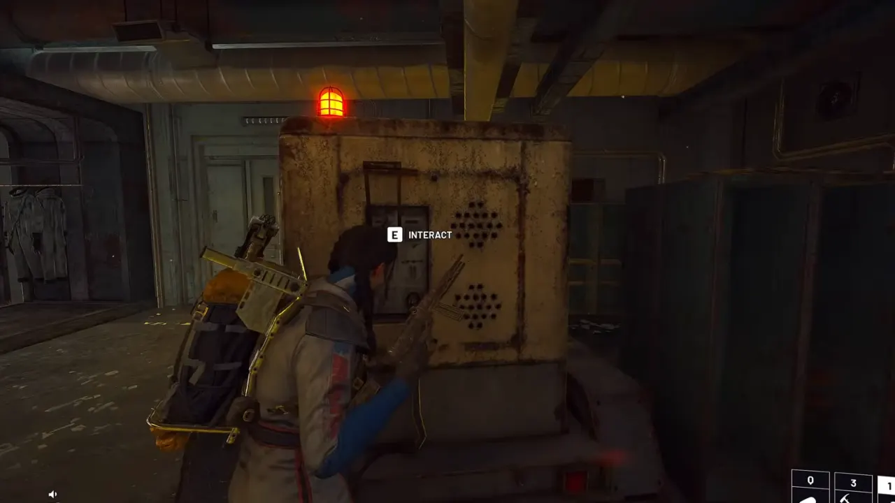 ARC Raiders - Moving down the lever to power the generator.