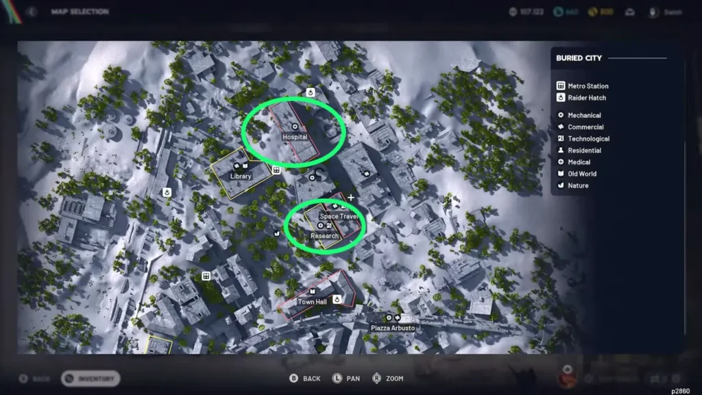 Buried City map showing locations to find Laboratory Reagent in Arc Raiders