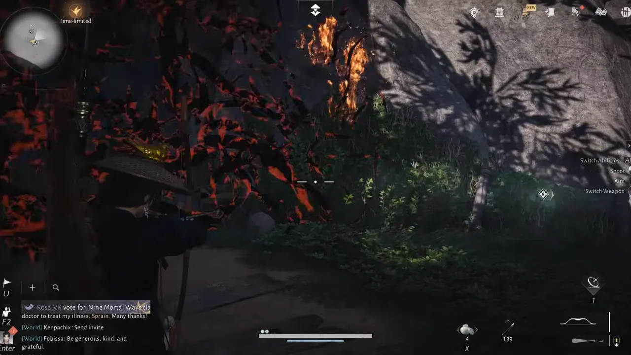 Burning the cave opening veins