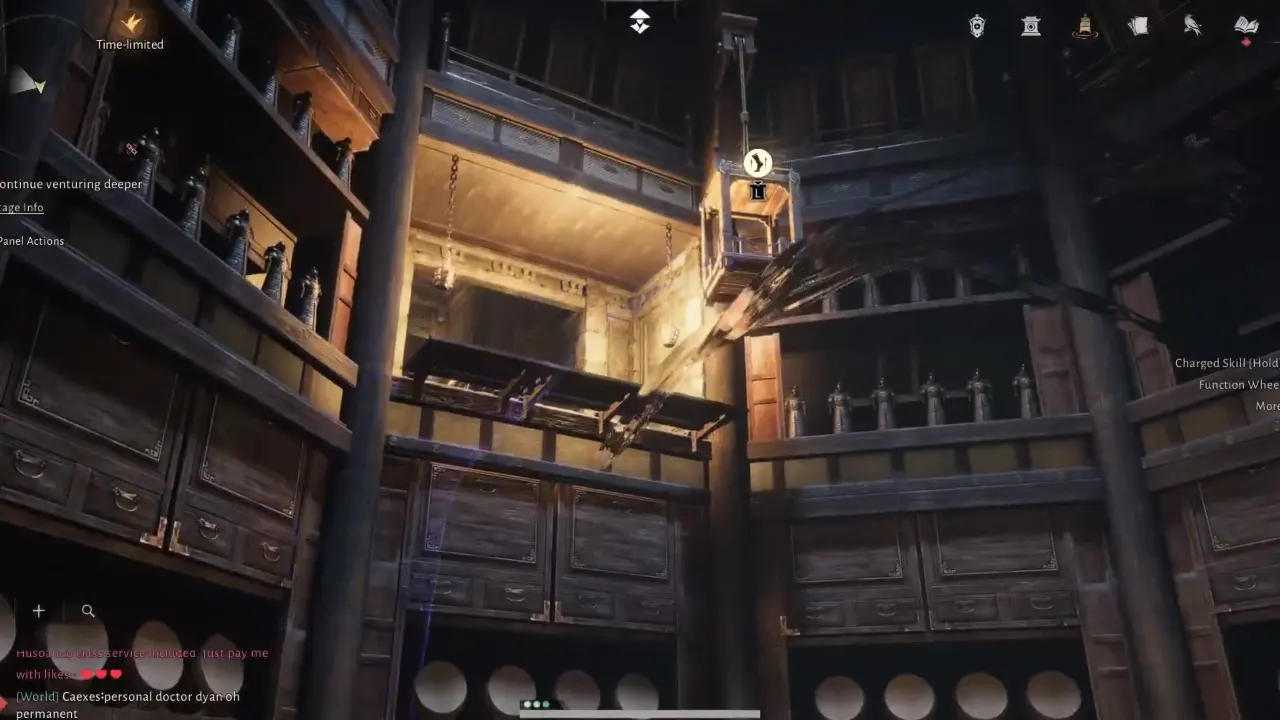 Circular chamber with spikes below in secret hall.