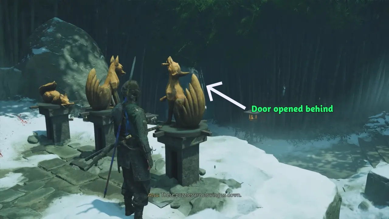 Ghost of Yotei Three Rotating Fox Statues Puzzle Solution
