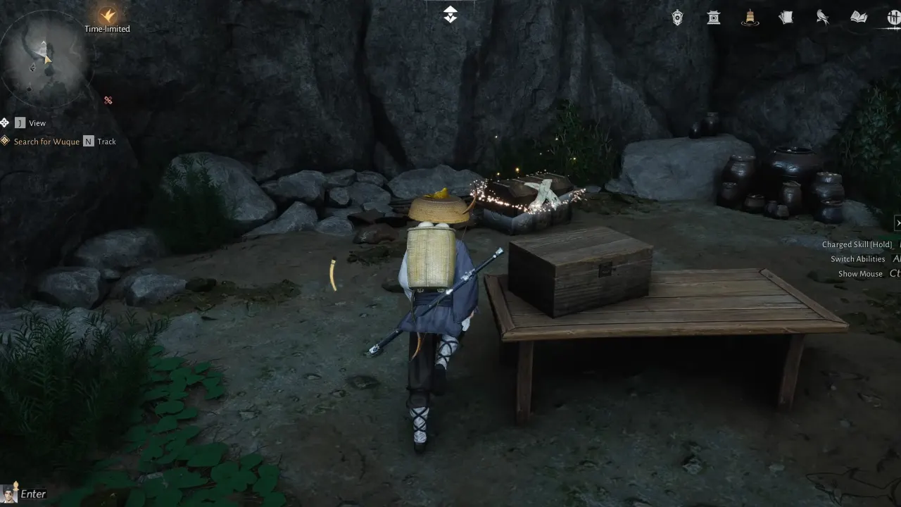 Bandit Couple treasure chest behind waterfall cave