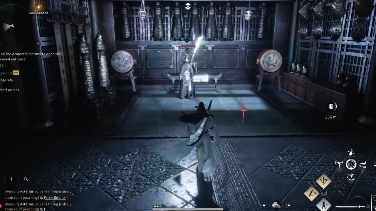 Long spear room with a guard protecting it.