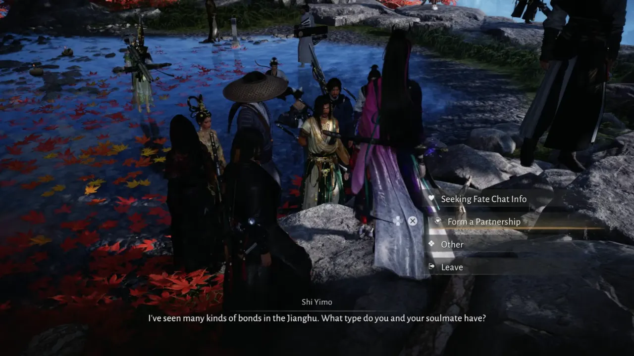 Talking to Shi Yimo to marry partner in Where Winds Meet.