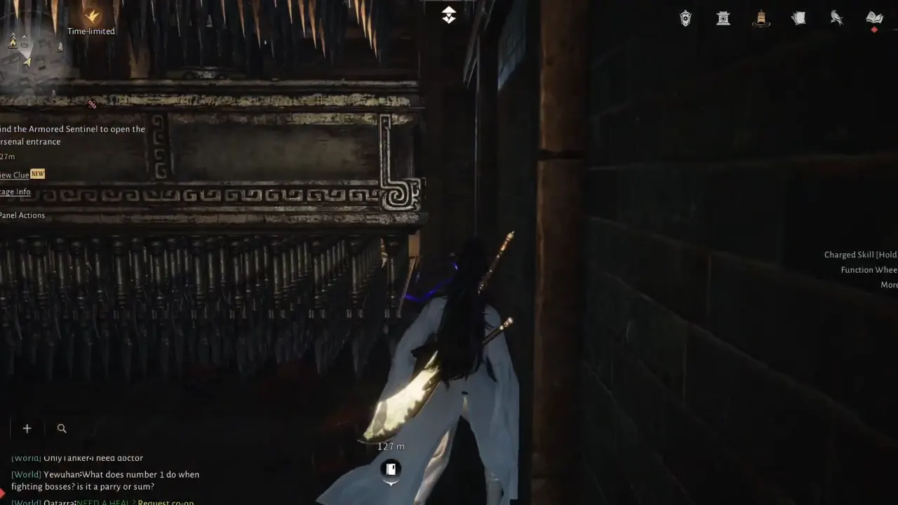 Character moving by sticking to right wall to avoid spikes trap.