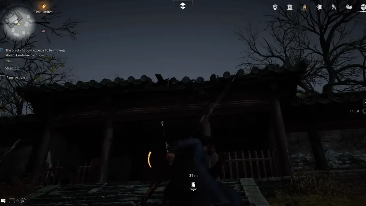 Outside big locked gate of shrine