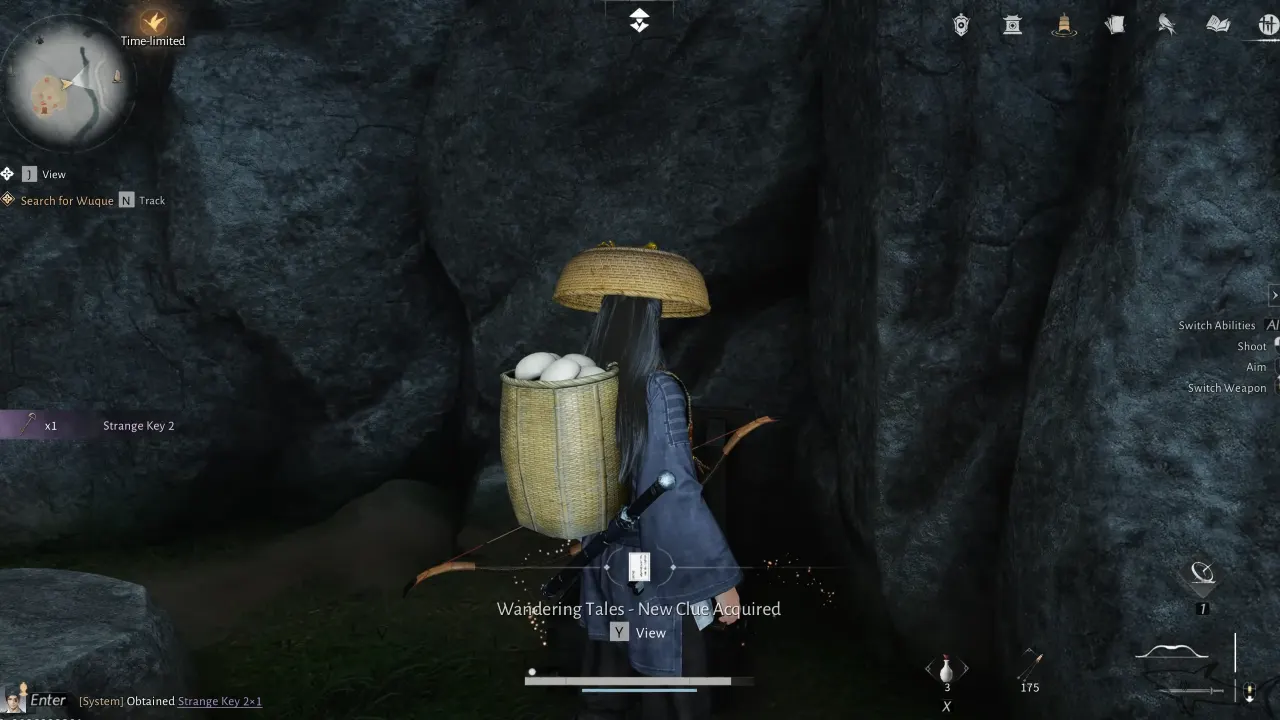 Second key collected from the chest inside cave