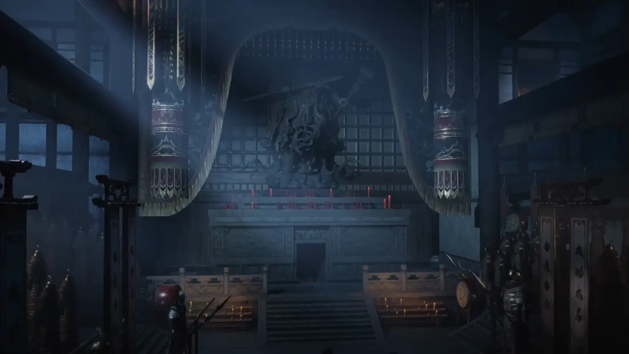 Secret chamber door revealed in the arsenal hall.