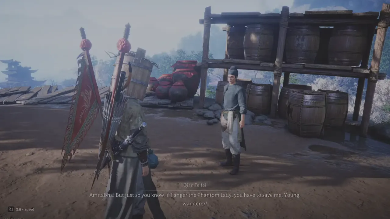 Talk to Feifei outside wine cellar