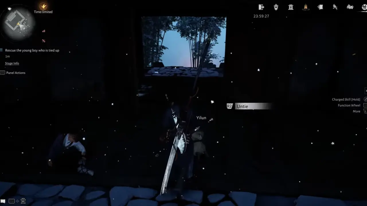 Untie Young Yilun in manor yard.