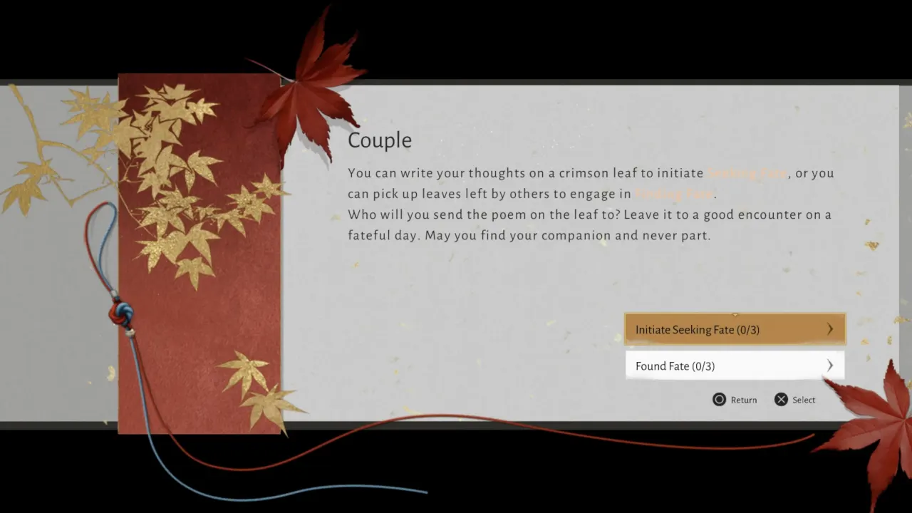 Where Winds Meet Seeking Fate feature screen.