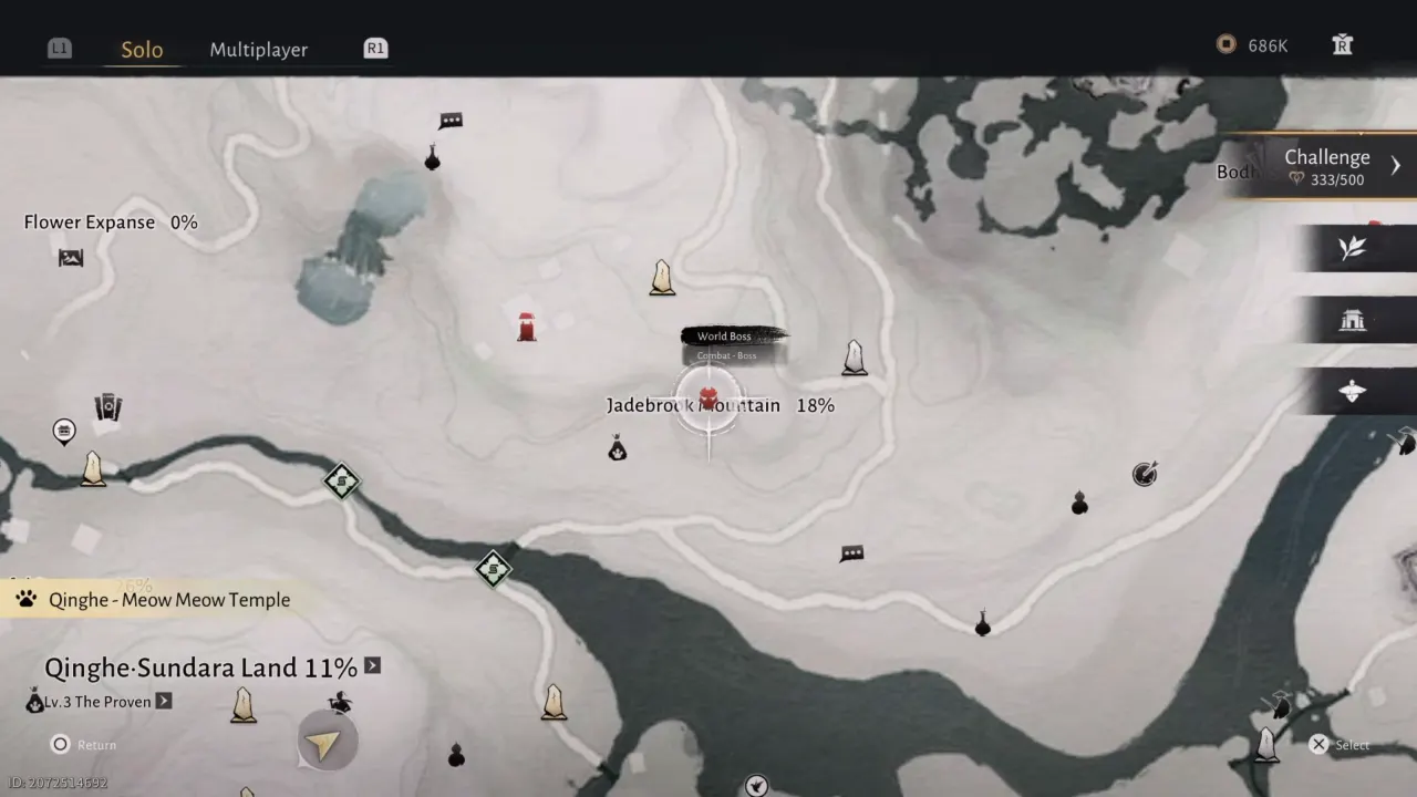 Where Winds Meet Sleeping Daoist World boss location marked on Qinghe map.