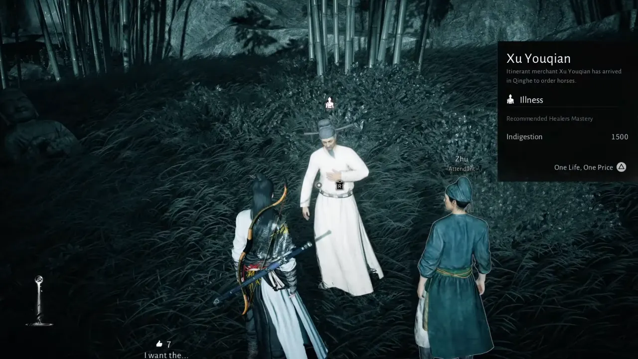 Using Wind Sense to heal an NPC.