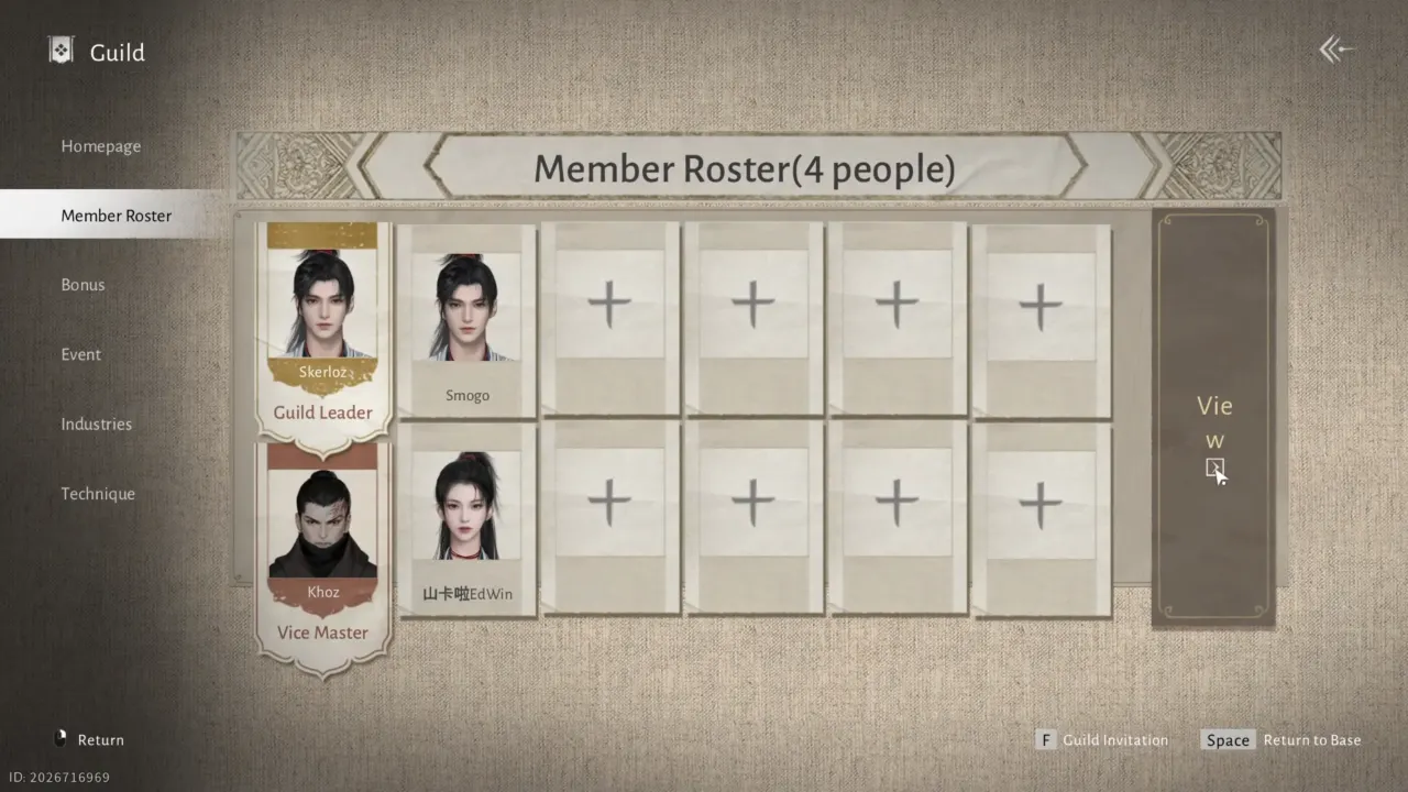 Guild Menu's Member Roster section - How to Leave Guild